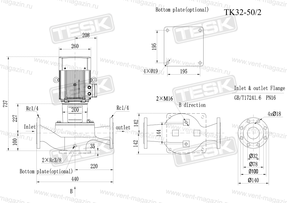 Насос TESK TK 32-50/2